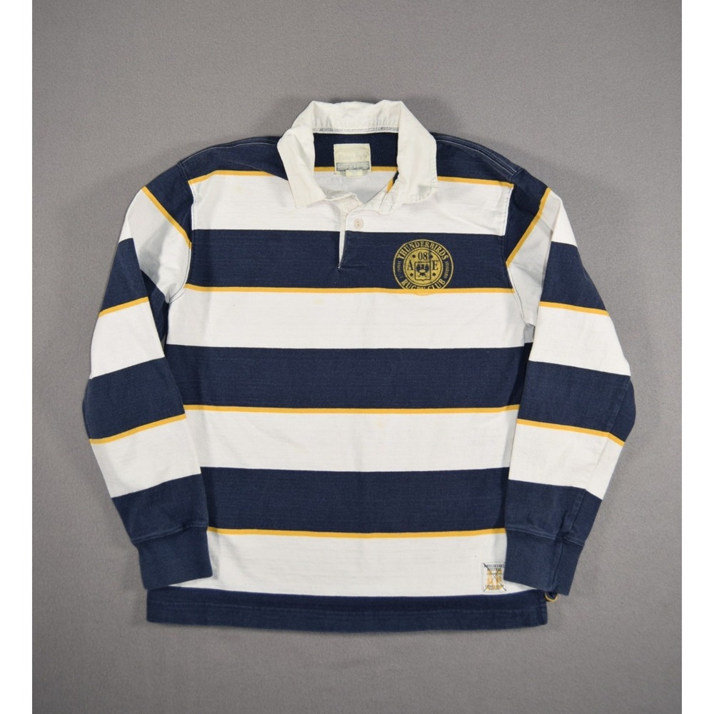 American Eagle Rugby Shirt Mens Small Striped Long Sleeve Thunderbirds Vintage